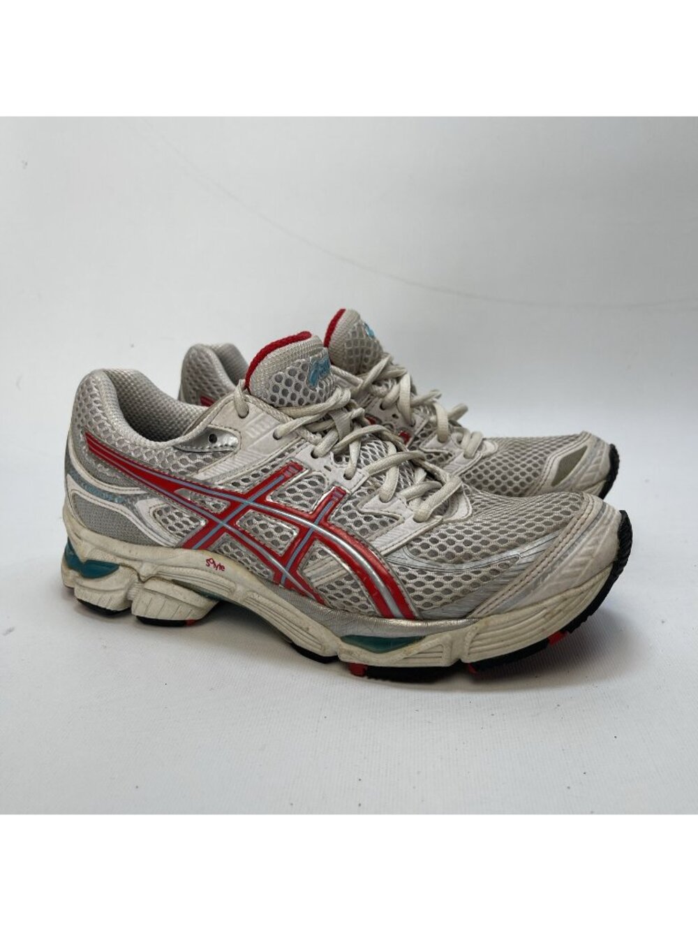 Y2K Asics Gel Cumulus 13 Wom Sz 9 US Running Shoes White / Red / Turquoise Read